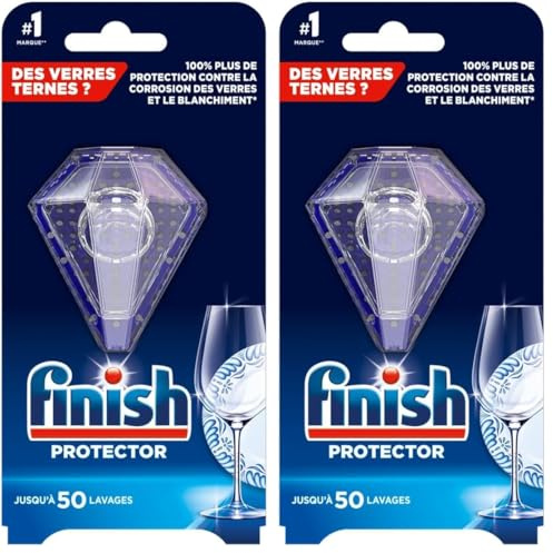 Finish, Dish and Glass Protector, 50 Washes, Protects Wine Glasses Against Cloudiness, Décor Fading and Corrosion (Pack of 2)