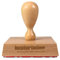 Personalisierbarer Holzstempel 70mm mit eigenem Logo und Text - Adressstempel und Textstempel selbst gestalten - optional mit Tinte und Kissen