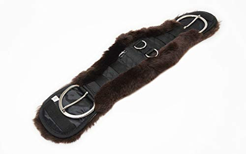 Engel Reitsport | Lammfell Sattelgurt Western Kurzgurt Konturgurt WGURT-80-SCH-MOC schwarz/Mocca 32 80cm