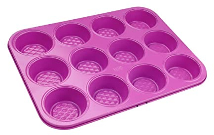 Tasty 12er Muffinform, Pinke Backform mit Diamantstruktur für Muffins & Cupcakes, Rose