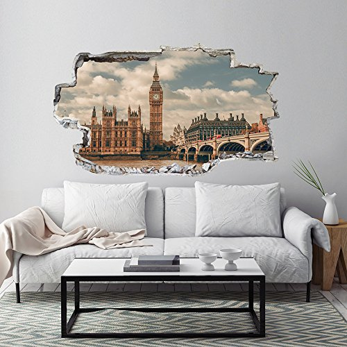 kina 3DC0003 Wand Aufkleber 3D - Einrichtungsideen - Big Ben 3D - Maße 100x60 cm - Wanddekoration, Wand Aufkleber, Tapete