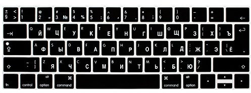 WYGCH Russian Language Keyboard Cover for MacBook Pro 13 15 inch 2019 2018 2017 and 2016 with Touch Bar and Touch ID Model: A2159 A1989 A1706/A1990 A1707, USA and European Version