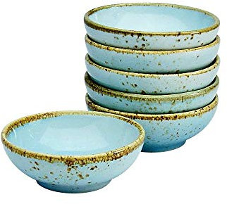 CreaTable 8 cm, LIGHTBLUE, 22091, Serie Nature Collection, 6-teiliges Geschirrset, Sojaschale aus Steinzeug, spülmaschinen-und mikrowellengeeignet, Qualitätsproduktion