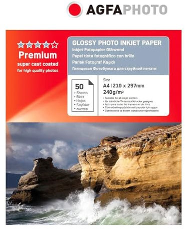 AgfaPhoto AP24050A4 Tintenstrahl-Fotopapier A4 50 Blatt 240Gr glänzend