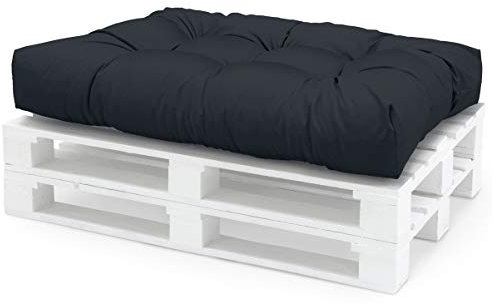 Spatium Palettenkissen Set abnehmbar Bezug wasserdicht gesteppt Palettenauflage Palettenpolster Palettensofa Palettenmöbel Anthrazit Sitzkissen 120x60x15