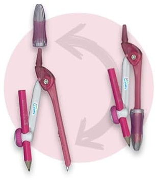 Fiico WONDAY - Compas métal pour enfants TWIST'n SAFE Rose, Avec Sécurité pointe et maniabilité accrue