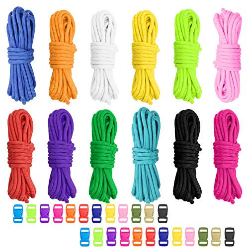 Paracord 550 Multifunktions-Parachute Seil für Armbänder, Basteln, Lanyards, Hundeleinen, Hundehalsband, Gartenarbeit, Outdoor-Aktivitäten, 12 Farben, 3 Meter