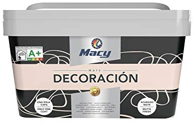 Macy Pintura Plástica Mate Decoración Interiores Excelente Cubrición, Acabado Perfecto. Color Ópalo. 4 Litros