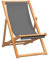 vidaXL Teak Massiv Strandstuhl Klappbar Liegestuhl Klappstuhl Strandliege Gartenliege Sonnenliege Faltliege Liege Campingstuhl Grau