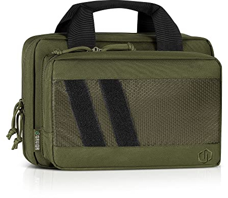 Savior Equipment Specialist Series Tactical Double Scoped Handgun Firearm Case Pistol Bag For Outdoor Hunting Shooting Range, Lockable Compartment (Olive Drab Green, 13 x 9 Double Pistol Case)