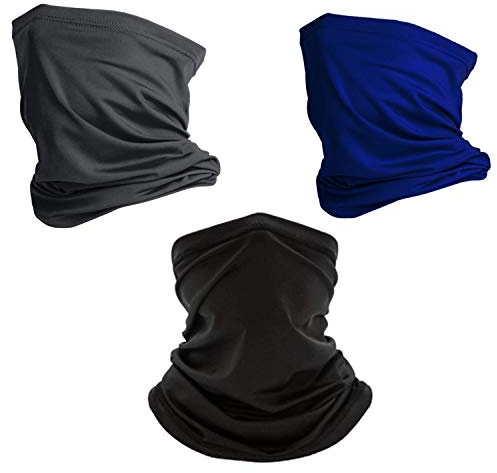 Schlauch-Gesichtsmaske, hergestellt in Großbritannien, für Herren und Damen, 3 Stück, winddicht, aus Polyester (schwarz, schiefergrau, marineblau)