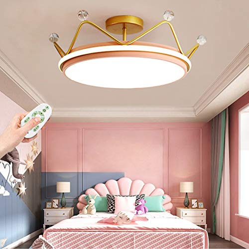 Kinder Deckenleuchte LED Moderne Schlafzimmer Deckenlampe Dimmbare Kronleuchter Kreatives Design Kristall Acryl Kronenform Pendellampe Prinzessin Zimmer Junge Mädchen Raumdekoration Pendelleuchte