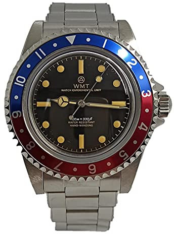 Walter Mitt Royal Marine Vintage Stahl Automatik Schwarz Rot Blau Hurren Uhr