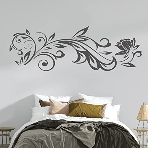 tjapalo® vr8 Schlafzimmer Wandtattoo Blumenranken Dekoration Wandaufkleber Ranke Wandtattoo Wohnzimmer pflanzen Wandtattoo pflanzen, Farbe: Weiß, Größe: B90xH36cm
