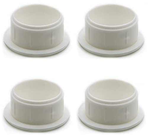 Enkotrade Pack of 4 cover plugs in white, 8 x 4, drill hole diameter 4 mm, pipe cover made of high-quality polyethylene, plastic caps, cover cap, plug, blind plug, sealing cap