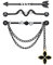 D.Bella 3 STK Industrial Piercing Bar Set mit Baumeln Kette Chirurgenstahl Knorpel Barbell Piercing Schmuck 14Gauge 1.6mm Schwarz 38mm