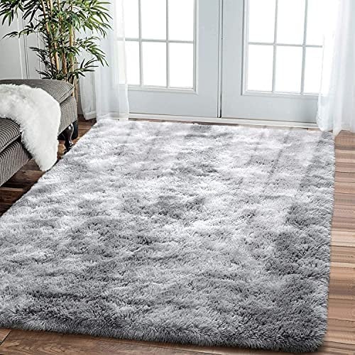 Leesentec Rugs Living Room Area Rug Soft Anti Slip Bedroom Carpet Fluffy Rug Shaggy Floor Mats Large Rugs for Living Room(Grey/white,200 x 250 cm)