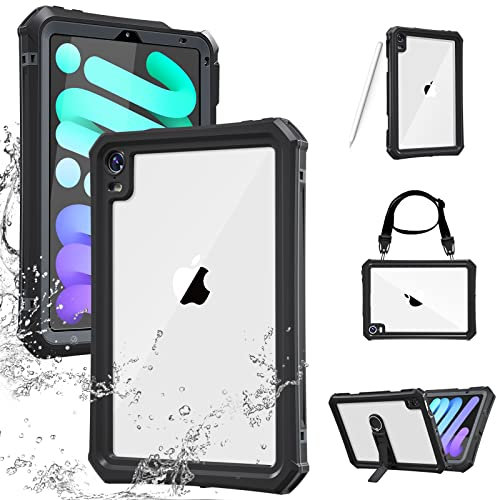 AICase iPad Mini 6 2021 (6th Generation) Waterproof Case,Underwater Protective Dustproof Shockproof Case Cover with 360 Full-Body Protection,iPad Mini 6th Gen 8.3 Inch case with Lanyard and Kickstand
