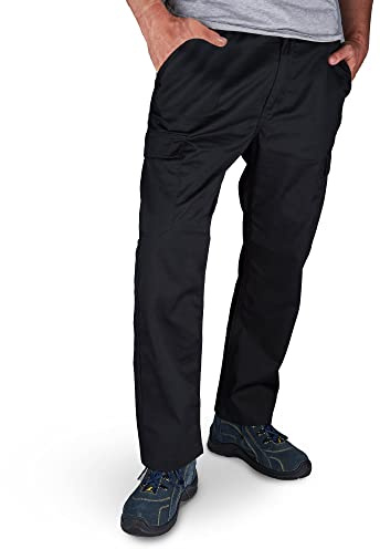 POLIER® Basic – arbetsbyxor herr stretch [vattenavvisande] taktiska cargobyxor herr utomhusbyxor arbetskläder – vandringsbyxor jaktbyxor klätterbyxor | jämför modeller, svart, 48 SE