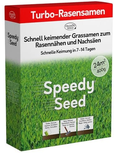 Pronto Seed Rasensamen – 400 g, schnell wachsend für eine 24 m2 Abdeckung für die Nachsaat – zügig wachsende und strapazierfähige Grassamen – auf DE-Klima zugeschnitten – Defra-zugelassen