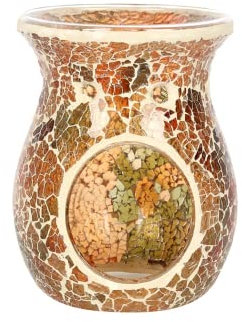 Grand brûleur à Huile élégant en Verre craquelé Marron – 13,5 cm x 10,5 cm (1 pièce) – Design Luxueux, matériau de qualité supérieure, Accessoire d'aromathérapie – Idéal pour la Maison et Le Bureau