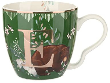 KASANOVA Tazza porcellana Lettera E 48cl verde Tavola,Tè e caffè