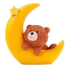 Mini-Tortenaufsatz, Motiv: Bär und Mond, leicht, Ornament, Heimdekoration, Geschenk für Kinder, Jungen, Mädchen, Geburtstag, Party, Babyparty, Hochzeit, Motto-Babybedarf (C)