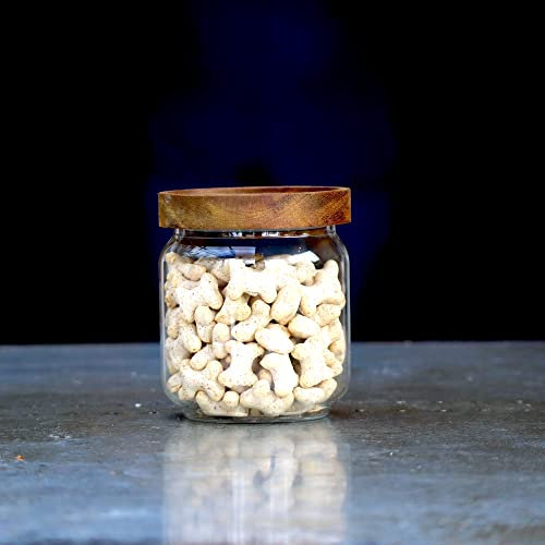 450ml Glass Storage Jar with Wooden Lid, Kitchen and Pantry Organisation, airtight, Borosilicate Glass, Spaghetti, Acacia Lid, Spice Jar, Tea, Coffee, Pasta, Seeds, Dried Foods