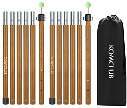 KOMCLUB Pali per Teloni Telescopici, Set da 2 Pezzi, Asta telescopica, Asta di Supporto in Alluminio in Diverse Lunghezze da 74 cm a 210 cm – 6 segmenti per Tenda, telone, Tenda da Sole o telone