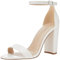 The Drop Damen Rebecca Riemensandalen mit Hohem Blockabsatz, Weißes Polyurethan, 39.5
