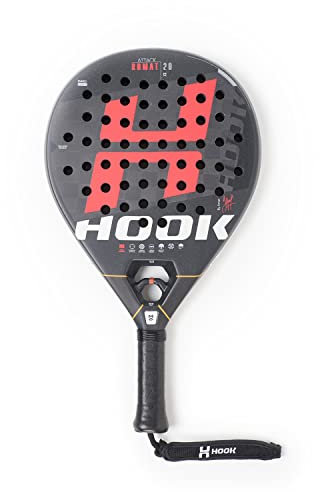 Hook - Pala de Pádel Unisex - RBMAT Attack 18k Art - 355/365 g - 100% Carbono - Potencia 95% - EVA - Densidad y Balance Medio - Textura Arena - Ataque Explosivo - Redonda