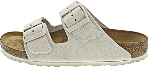 Birkenstock Unisex Arizona SFB Antique White, Suede Leather FLIP Flops, weiß, 43 EU