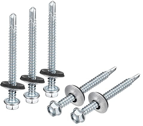 sourcing map #12x2-1/2 Self Drilling Screws with Rubber Washer 100pcs