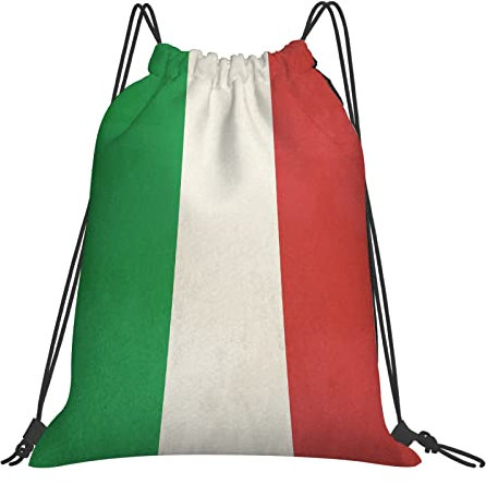 DELURA Wasserdicht Turnbeutel mit Kordelzug,Italien-Flagge, Kordelzug Rucksack Sportbeutel Sporttasche für Damen Herren