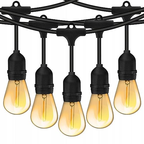 Lumiled Lichterkette Außen 20 Meter mit 40 E27 LED 1,3W Glühbirne ST45 Warmweiß 2200K 230V Birnen für Garten Biergarten Party Hochzeit Dekoration Terrasse Weihnachten verlängerbar mit Strom