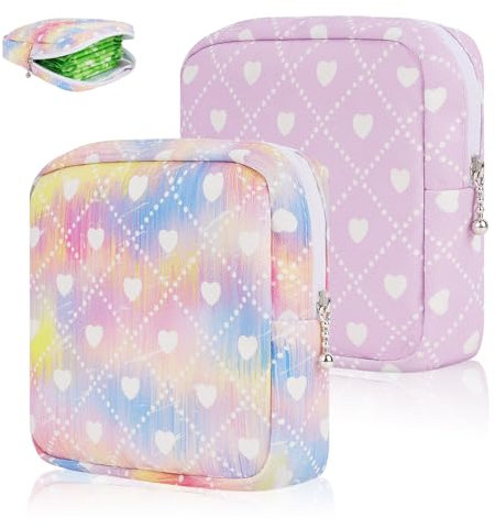 Desing Wish 2 Stück Tampon Aufbewahrung Binden Tasche Perioden Aufbewahrungstasche Klein Make Up Tasche Schminkbeutel Reise Kosmetiktasche Damen Erste Periode Set Mädchen Geschenk mit Reißverschluss