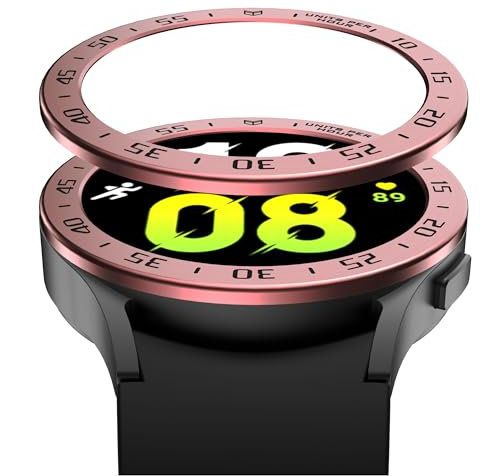 GIOPUEY Bague de Protection Compatible avec Samsung Galaxy Watch 5 44mm,Anneau pour Montre Connectée Bezel Ring Styling, Lunette de Protection en métal en Alliage d'aluminium - A-Rose Gold