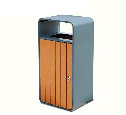 KLUFO Pattumiera per rifiuti Pattumiera quadrata in legno di plastica Pattumiera per pannelli da incasso per esterni/interni 63L/16,6 galloni Pattumiera commerciale, Pannelli scanalati decorativi