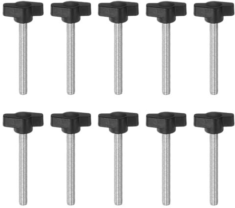 QUARKZMAN 10pz Manopole a T Vite a Testa Alata M6 x 60mm Manopole a T/Z Plastica con Filettatura Maschio Standard Maniglie Regolabili Manopole Serraggio a Mano Vite a Testa Zigrinata, Nero