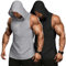 COOFANDY Workout Tank Tops Herren Muskelshirts Gym Bodybuilding Shirts Ärmelloser Hoodie Fitness Shirts Gym Kaputzenpullover ohne Taschen Schwarz/Hellgrau(2 Stück) XL