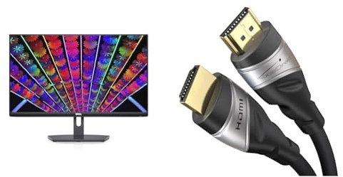 Dell S2421NX 24 Inch Full HD (1920x1080) Monitor, 75Hz, IPS, 4ms, AMD FreeSync & 8K HDMI 2.1 cable – 3m – Ultra High Speed HDMI, certified & designed in Germany