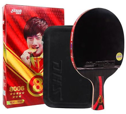 Ppbigu DHS 8 Star 8002 Profi Tischtennisschläger Ping Pong Paddel, 5 Holz 2 Aryslate Carbon, fertiger Schläger (8006-CS-Penhold)