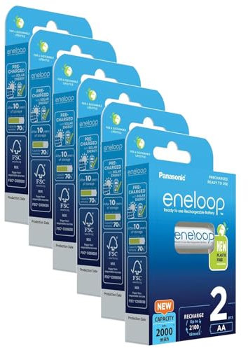 Eneloop Pack of 6 x 2 Rechargeable Batteries Cute AA 2000 mAh Ni-MH