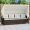 Festnight Gartensofa 3-Sitzer mit Sonnendach Polyrattan Balkon Sofa 204 x 75 x 140 cm 3 Sitzer Sonnenliege Gartenliege Liege Relaxliege Outdoor Loungebett Liegesofa Gartenbett Rattansofa Braun