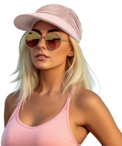 YAMEE Visor Cap Damen UV Schutz,Sonnenvisier Damen Elastisch Sonnenschild,Leicht Sonnenhüte Große Krempe,Sonnenblende Damen Sommerkappe Atmungsaktiv für Strand, Camping, Picknicks,Wandern