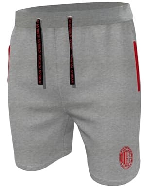 Pantalone Corto Uomo Short in Cotone AC Milan Prodotto Ufficiale Art. 3015 (IT, Testo, XL, Regular, Regular, Grigio)