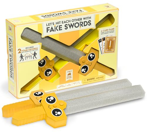 Exploding Kittens - Let's Hit Each Other with Fake Swords - Sword-Fighting Card & Board Games for Family Fun - for Adults, Teens & Kids Age 7+ - 3-6 Players - Includes 2 Foam Swords, 72 Cards