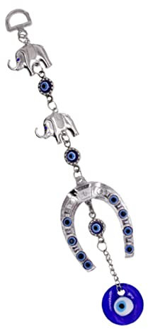 VINTORKY Türkische Augen Segen Elefant Legierung Harz Home Office Auto Wandbehang