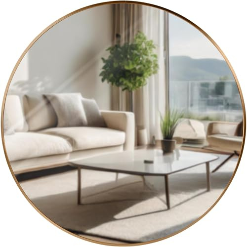 CLP Wandspiegel Elsie I Runder Spiegel in unterschiedlichen Größen I Rahmentiefe 3 cm, ideal für Wohnzimmer, Schlafzimmer oder Bad | Farbe Gold matt Größe XL