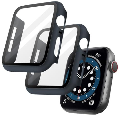 OFFCUP Transparente Fundas Apple Watch Series 6/SE/Series 5/Series 4 40mm, 2pcs Apple Watch Protector de Pantalla, HD Protección Completa Carcasa para iWatch (Azul)